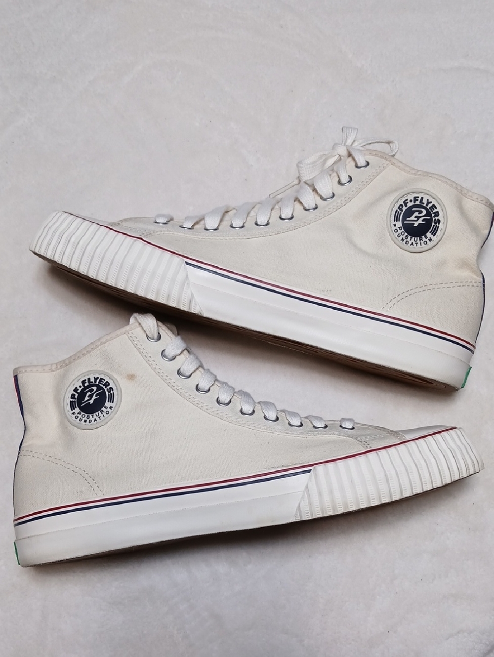 PF-FLYERS High-Top Canvas Sneakers in Off-White Size 12 Mens